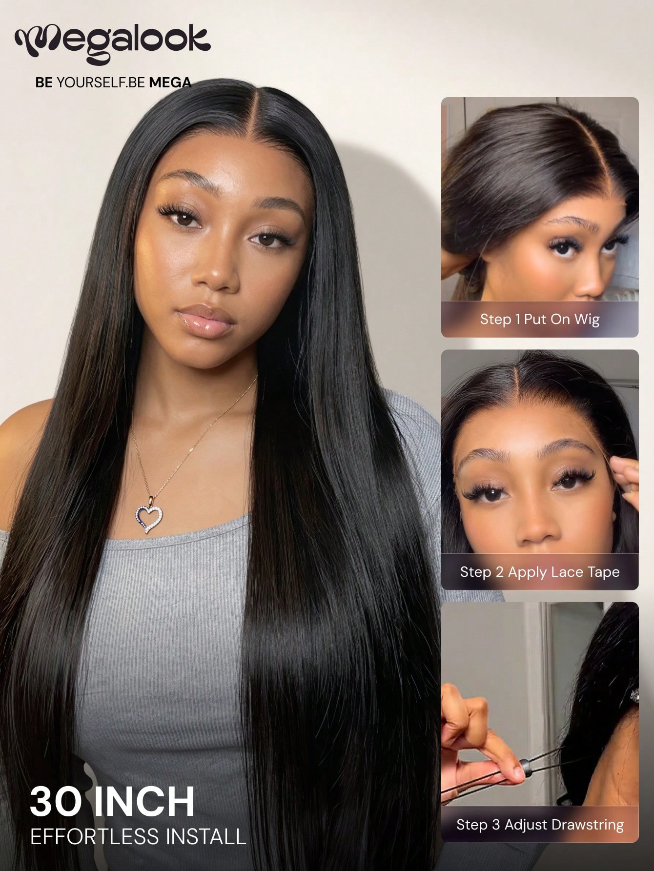 Glue-Free Silky Straight Human Hair Wig