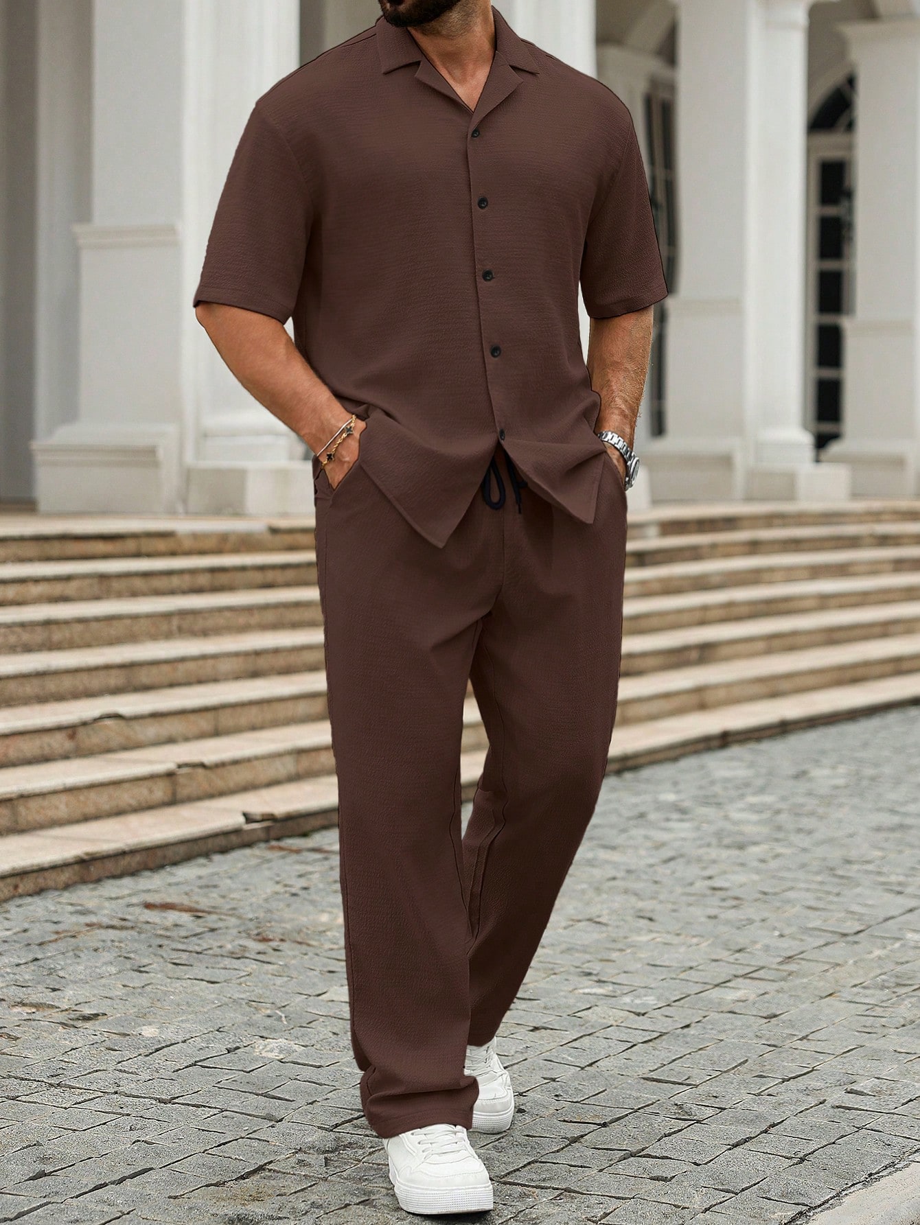 Men's Coffee Brown Summer Casual Vacation