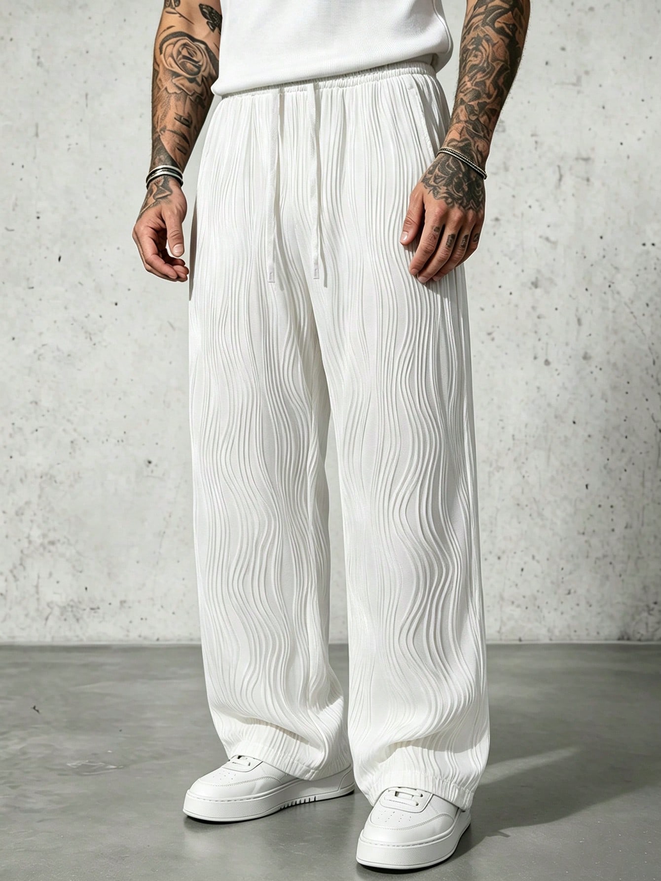 Jacquard Loose Fit Long Pants