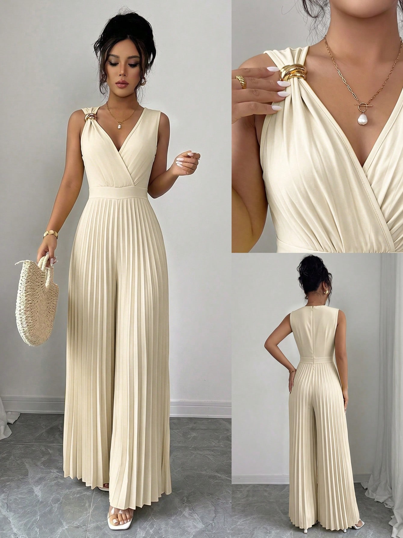 Elegant Commuter Yellow V-Neck Sleeveless