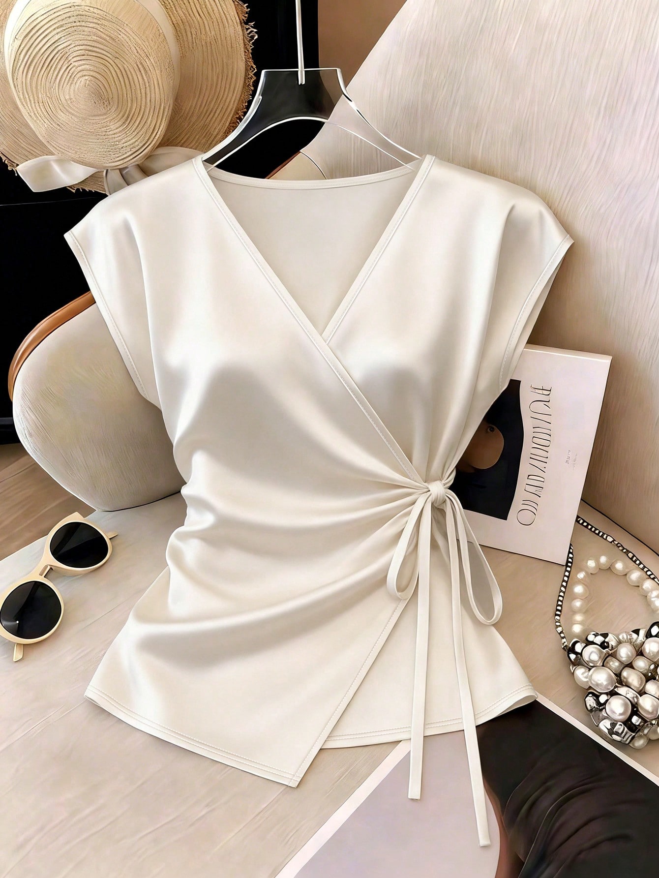 Satin V-Neck Top