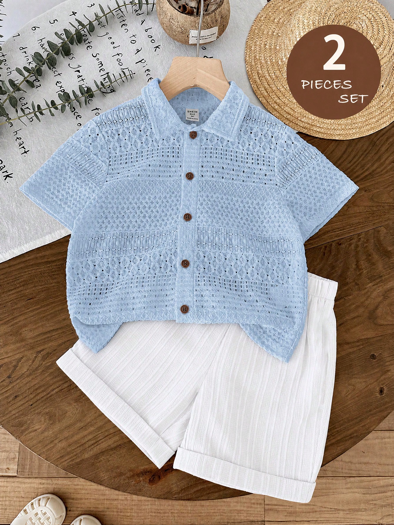 2pcs Short Sleeve Shirt And Shorts Set