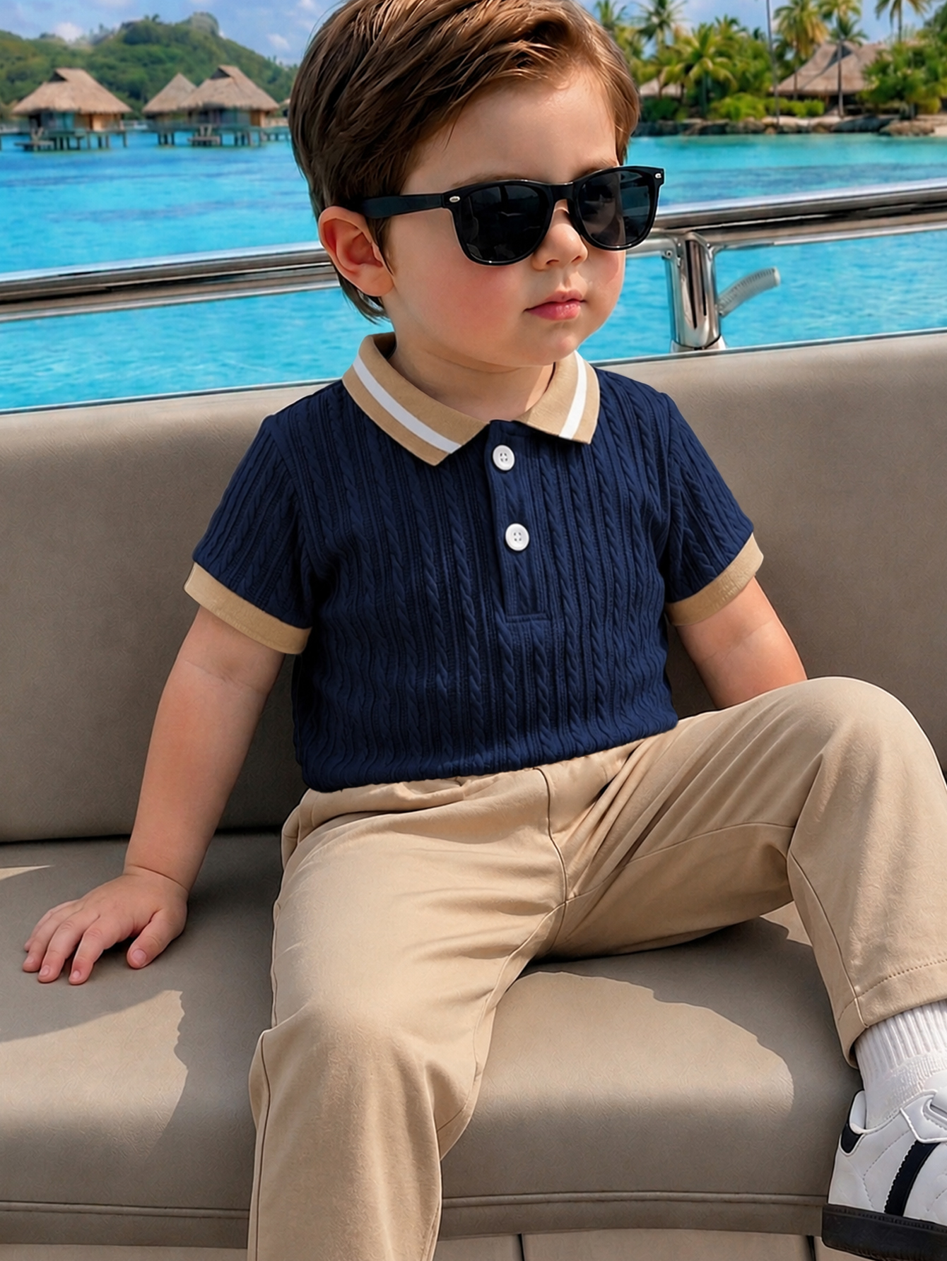 pcs/Set Baby Boy Textured Fabric Short Sleeve